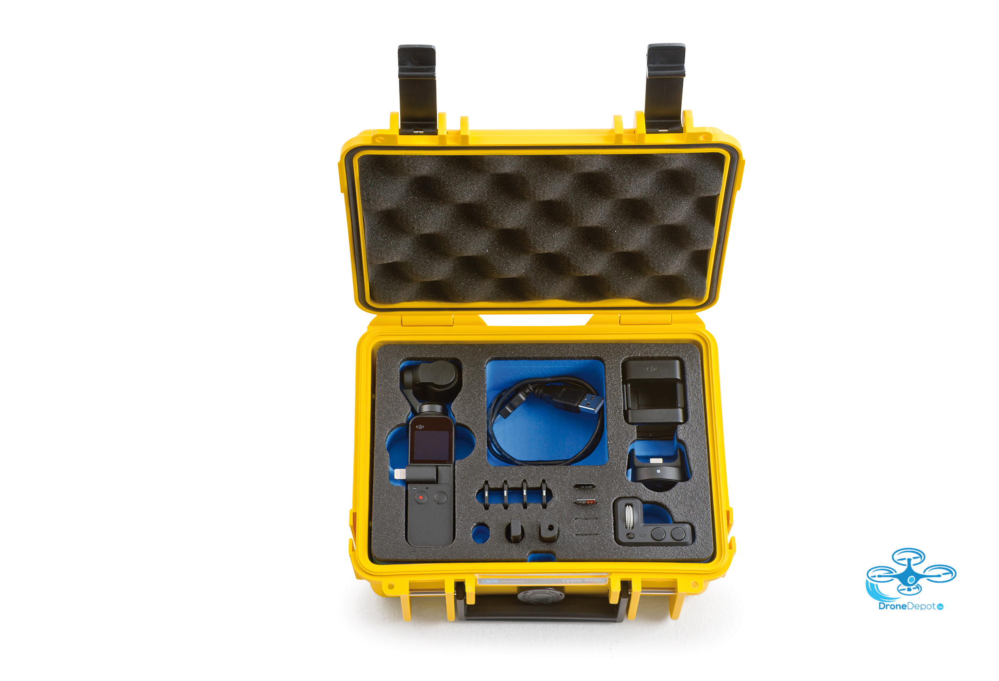 500-Y-OsmoP_frontal B&W Flightcase for DJI Osmo Pocket