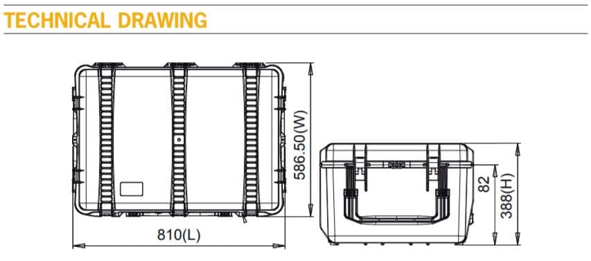 HPRC INS2-2780W Flightcase afmetingen HPRC INS2-2780W Flightcase afmetingen