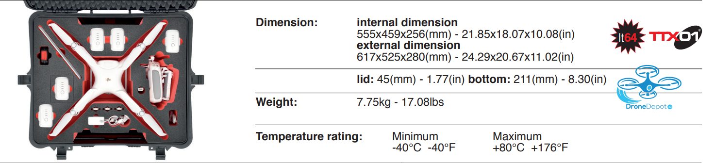 PHA4-2700W-01-08 HPRC 2700W Flightcase Phantom 4 - dronedepot.be