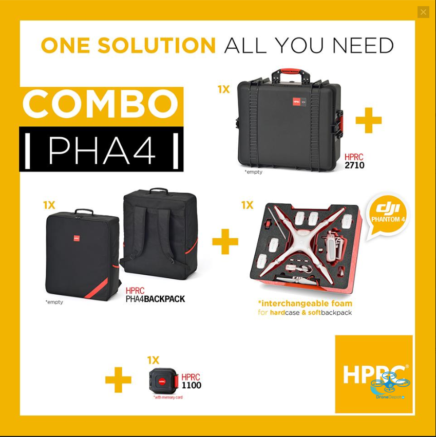 PHA4-2710COM-01-01 HPRC Softbag & Hardcase for DJI Phantom 4 Pro - dronedepot.be