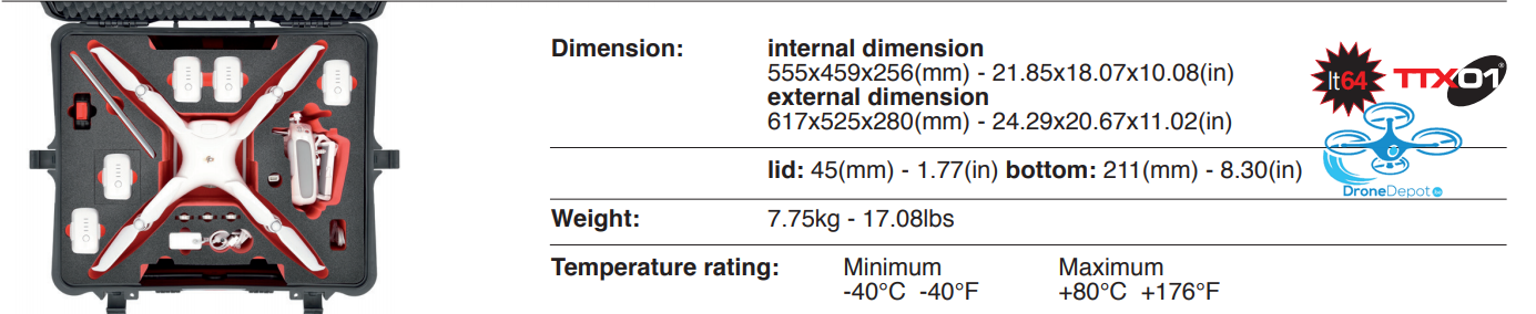 PHA4-2710COM-01-04 HPRC Softbag & Hardcase for DJI Phantom 4 Pro - dronedepot.be