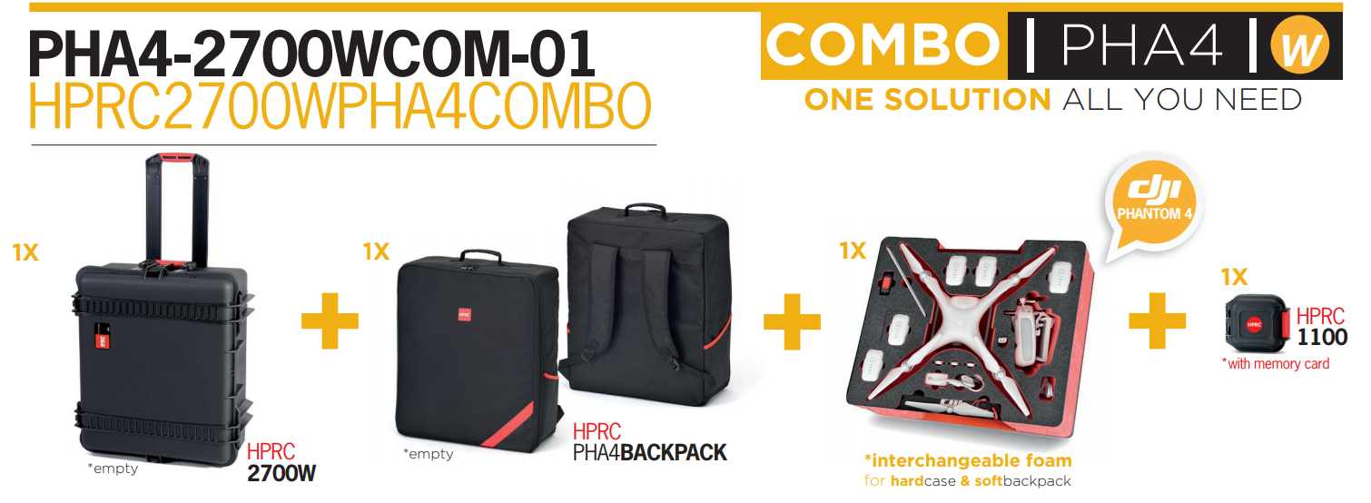 PHA4-BAGLG-01-COMBO-01 HPRC Softbag & Hardcase for DJI Phantom 4 Pro - dronedepot.be