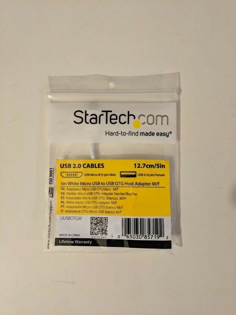 Startech - Micro USB naar USB OTG - 12cm wit-verpakking Startech - Micro USB naar USB OTG - 12cm wit
