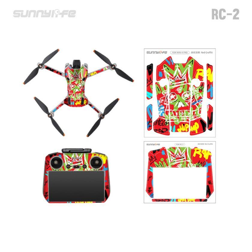 sunnylife-skin-voor-dji-mini-4-pro-rc-2-street-art-black-grain-orange-mech-green-red-graffiti-3 Sunnylife Skin DJI Mini 4 Pro - Graffiti